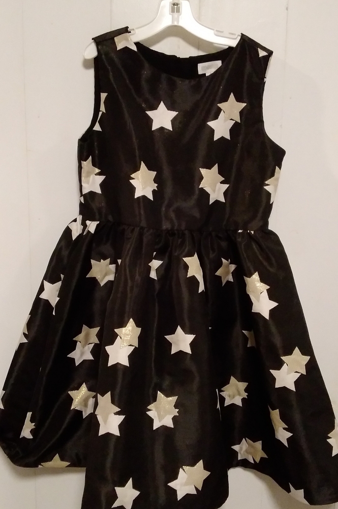 Gymboree Black Satin with Gold Stars Dress| EUC